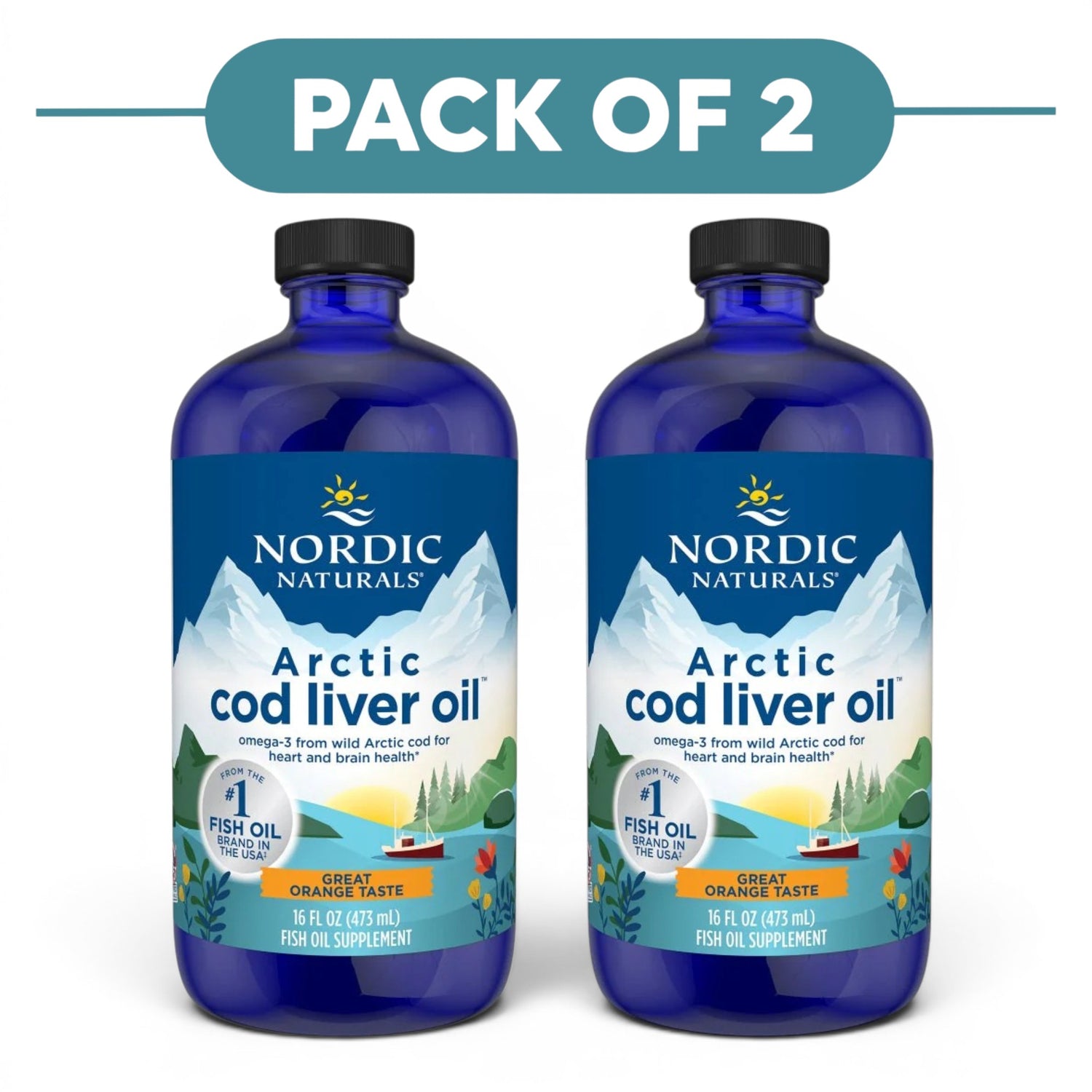 Nordic Naturals Arctic Cod Liver Oil Orange 473ml Pack of 2