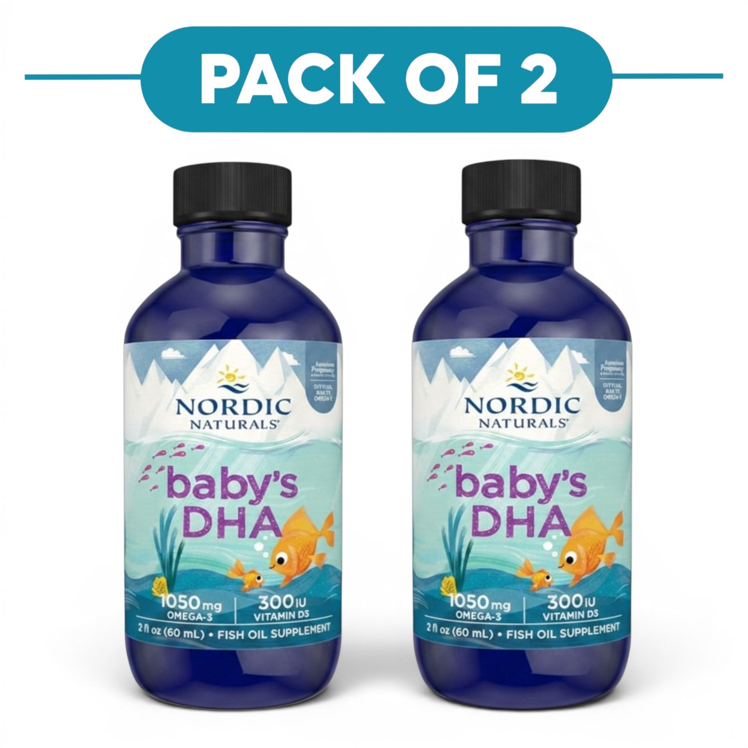 Nordic Naturals Baby's DHA Liquid 1050mg with Vitamin D3 60ml Pack of 2