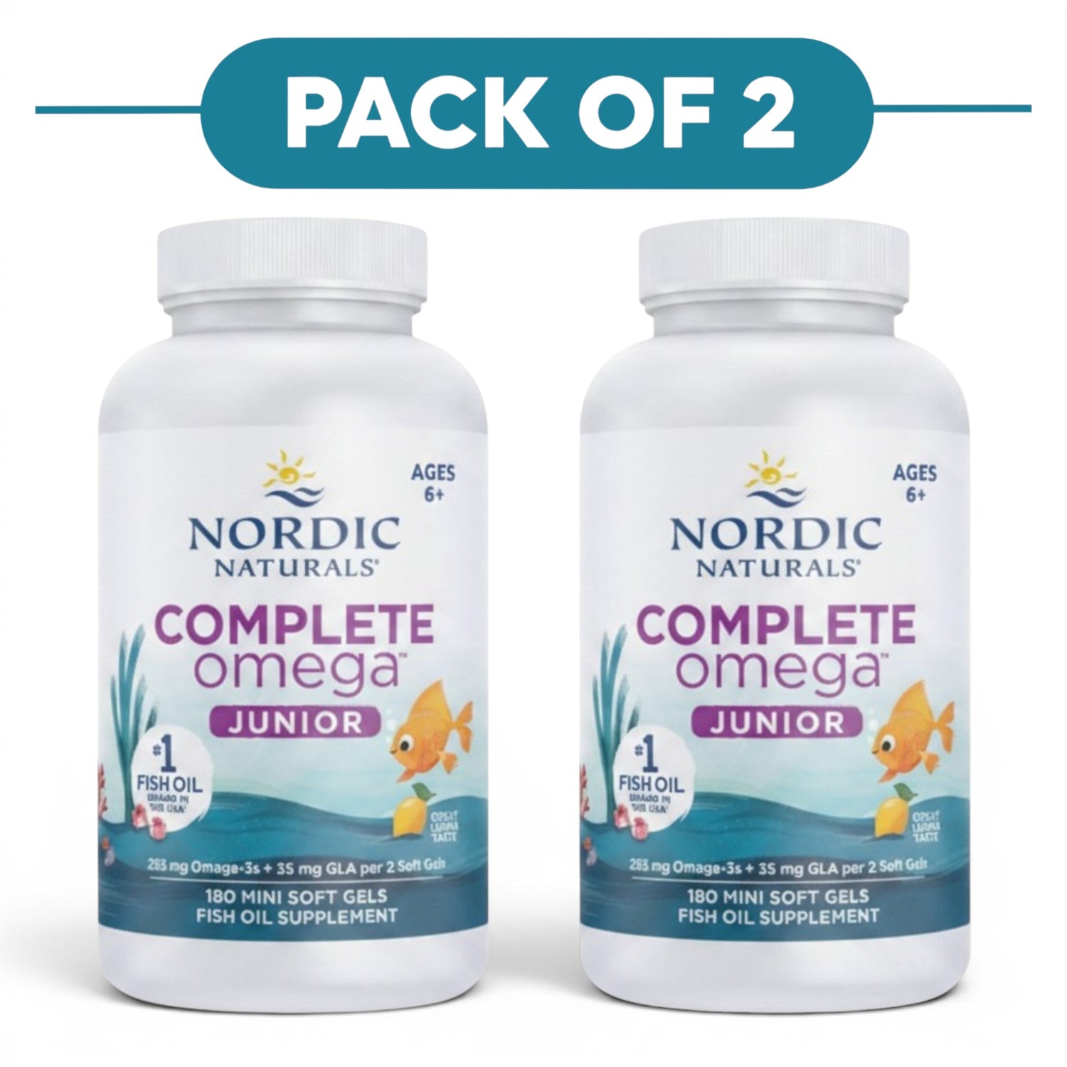 Nordic Naturals Complete Omega Junior Lemon 180 Mini Soft Gels Pack of 2