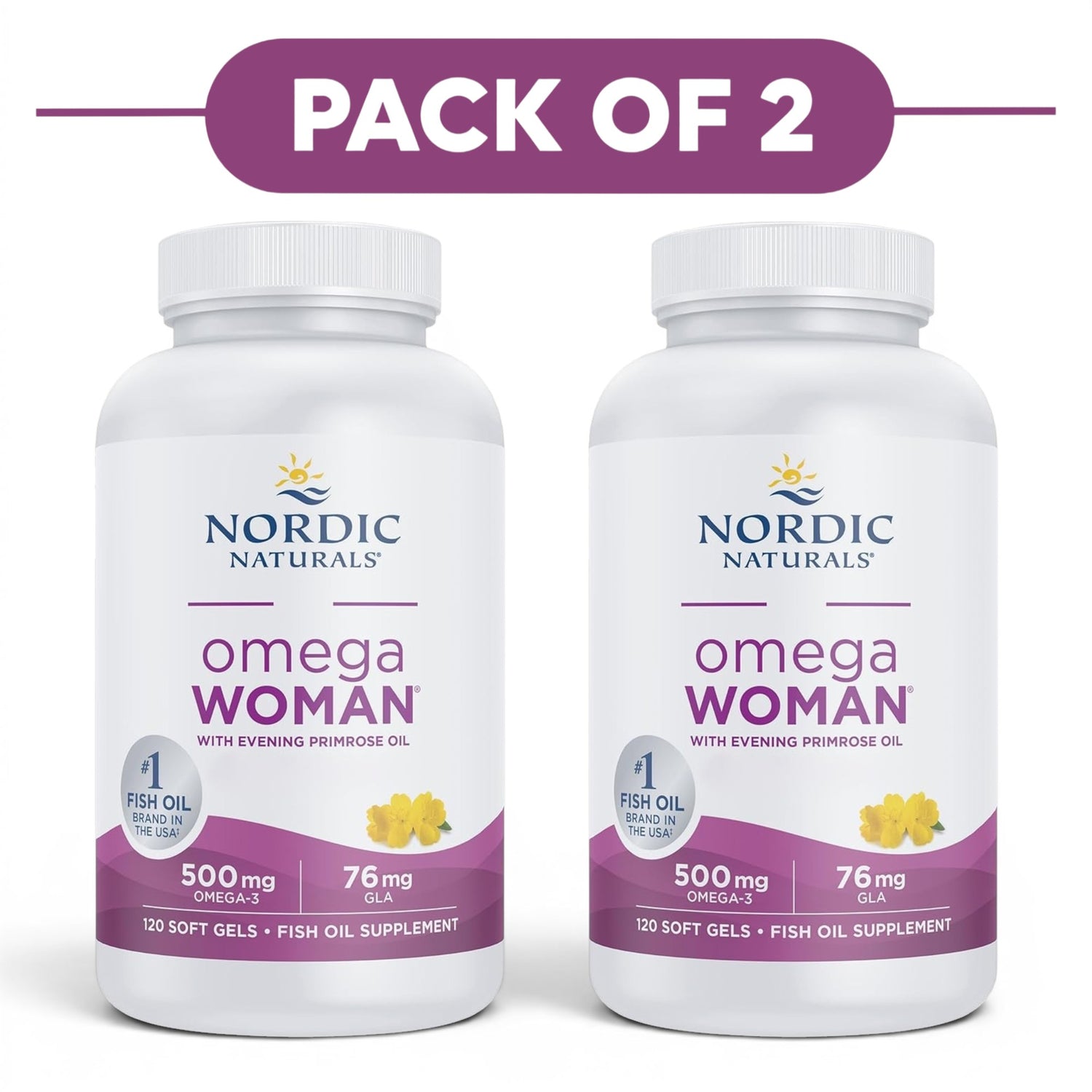 Nordic Naturals Omega Woman Fish Oil 120 Soft Gels Pack of 2
