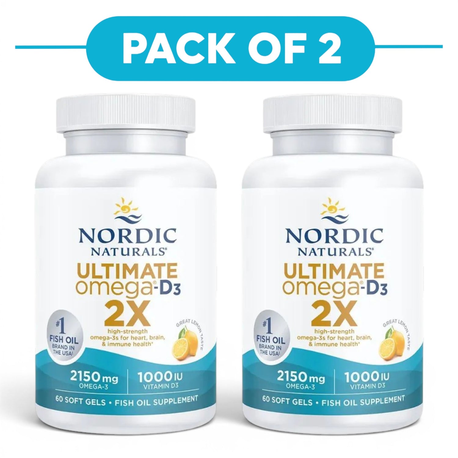 Nordic Naturals Ultimate Omega-D3 2X 2150mg 60 Soft Gels Pack of 2