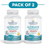 Nordic Naturals Ultimate Omega + CoQ10 1280mg 180 Soft Gels Pack of 2