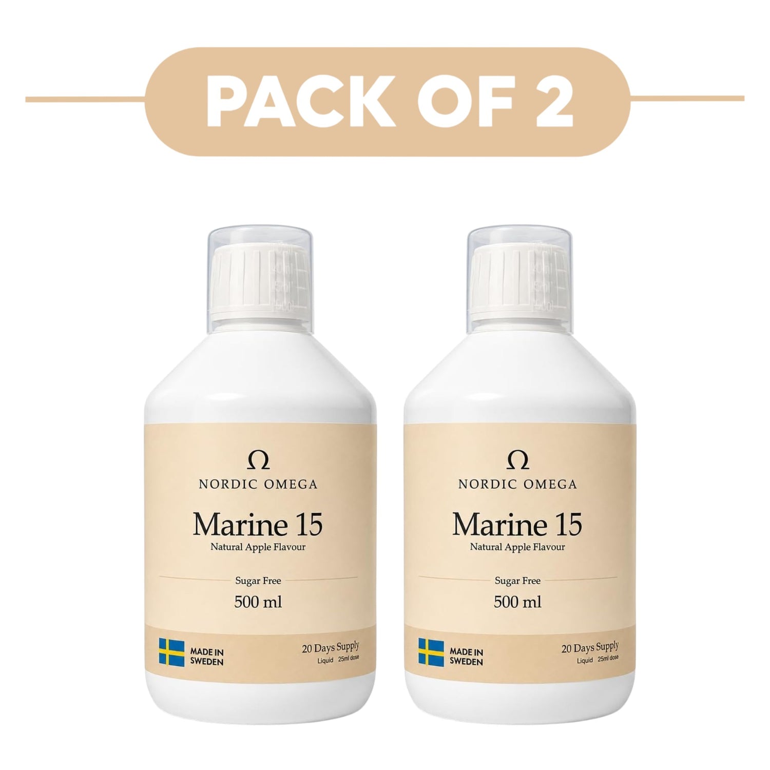 Nordic Omega Marine Collagen 15 Sugar Free Apple 500ml Pack of 2