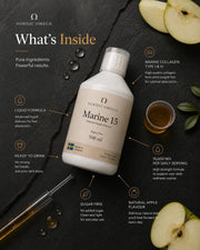 Nordic Omega Marine Collagen 15 Sugar Free Natural Apple Flavour 500ml supplement facts and ingredients