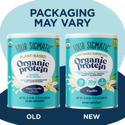 Four Sigmatic Organic Plant-Based Protein Powder, Vanilla - 600g. Old & new packaging.