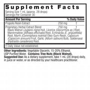 Nature’s Answer Propolis Resin Liquid Extract 30ml supplement facts label on a white background.