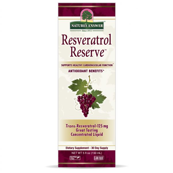 Nature's Answer Alcohol-Free Resveratrol Reserve 150ml box liquid supplement front label