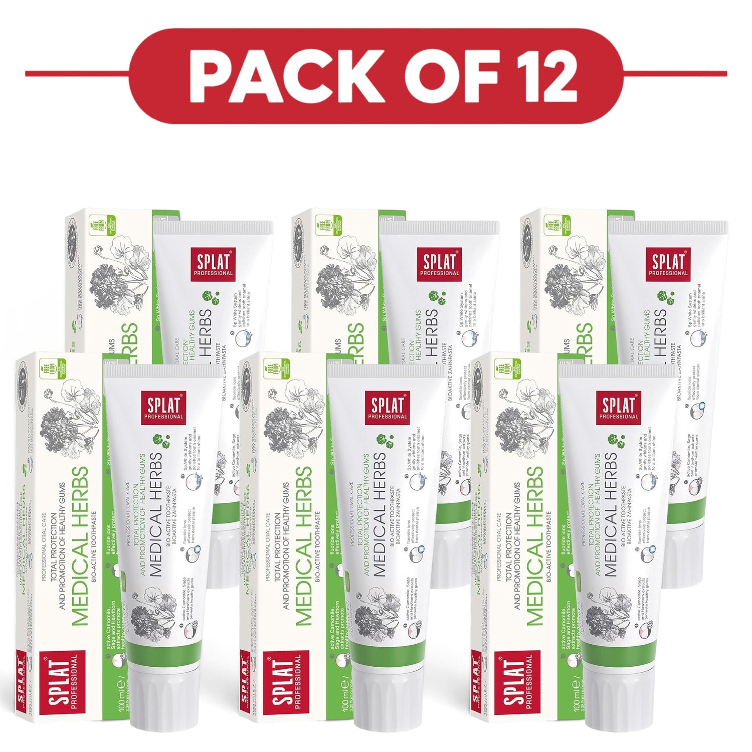 SPLAT Professional Medical Herbs Bio-Active Toothpaste 100ml Pack of 12