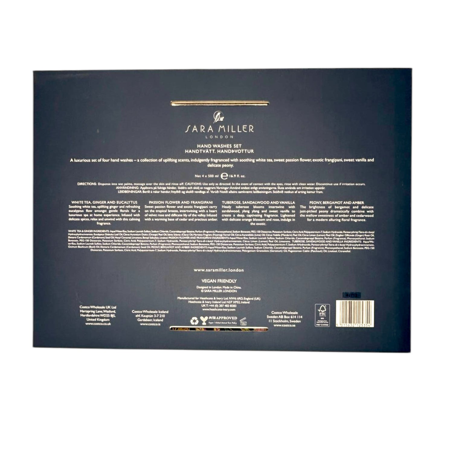Sara Miller Luxe Hand Wash Collection – 4-Pack of Enchanting Scents & Elegant Design
