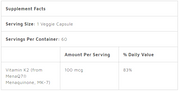 Natural Vitamin K2 MK-7 with MenaQ7, 100 mcg