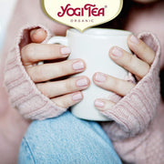 Lifestyle Image: Yogi Tea Organic Relax herbal tea cup 17 x 1.8g daily use
