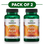 Swanson Folic Acid 800mcg 250 Capsules Pack of 2