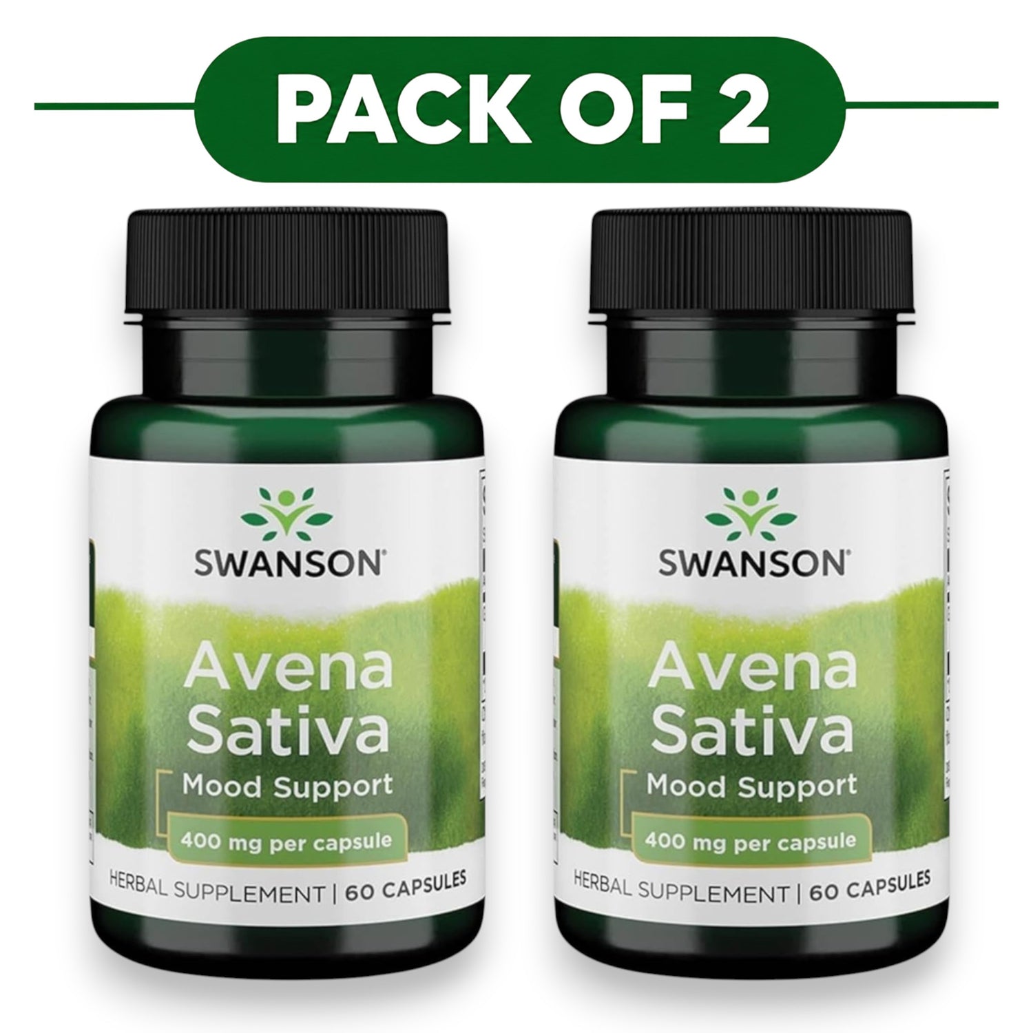 Swanson Full Spectrum Avena Sativa 400mg green oat grass herbal supplement bottle front label 120 capsules
