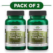 Swanson Grape Seed Green Tea Pine Bark Herbal Complex 60 Capsules Pack of 2