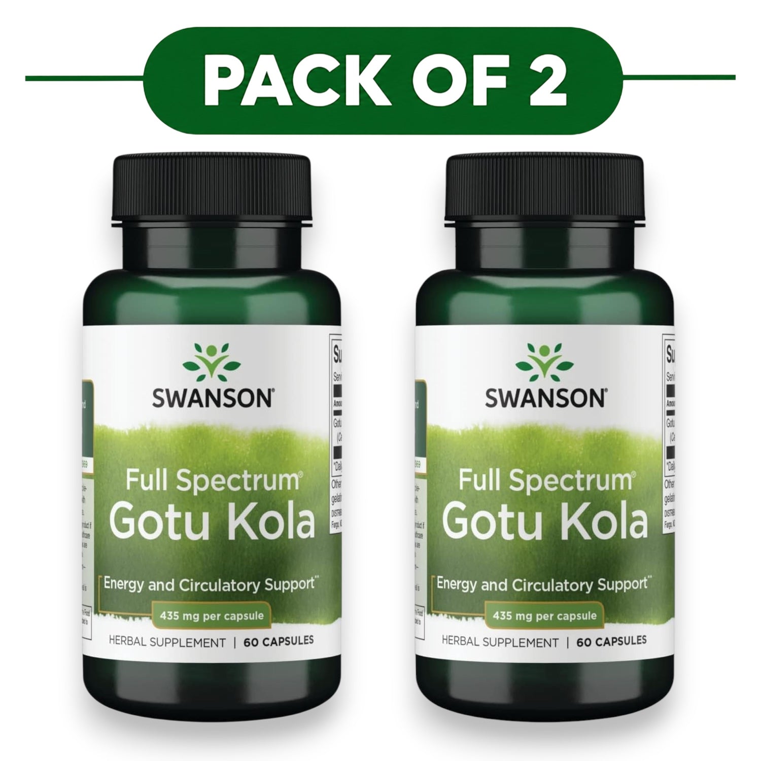 Swanson Full Spectrum Gotu Kola 435mg 60 Capsules Pack of 2
