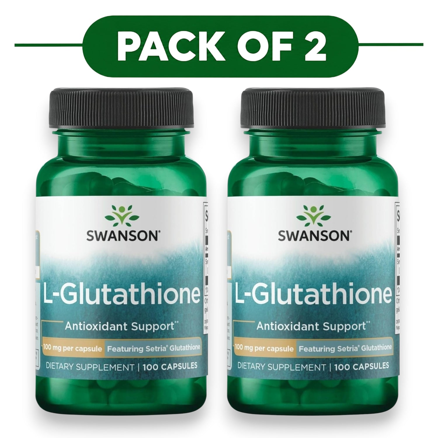 Swanson L-Glutathione Featuring Setria 100mg 100 Capsules Pack of 2