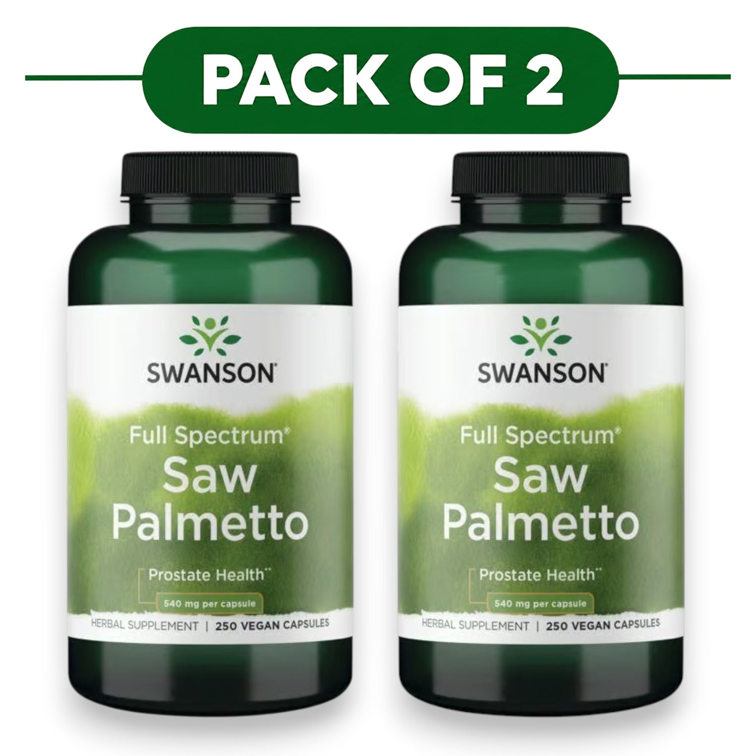 Swanson Full Spectrum Saw Palmetto 540mg 250 Vegan Capsules Pack of 2