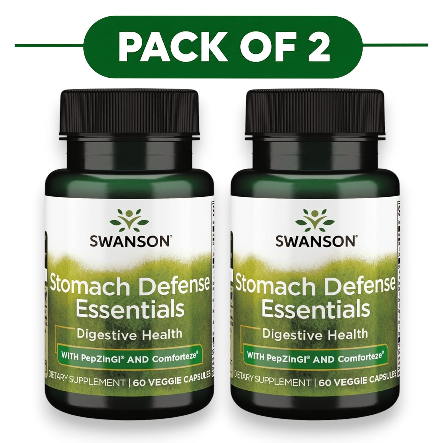 Swanson Stomach Defense Essentials with PepZinGI 60 Veg Capsules Pack of 2