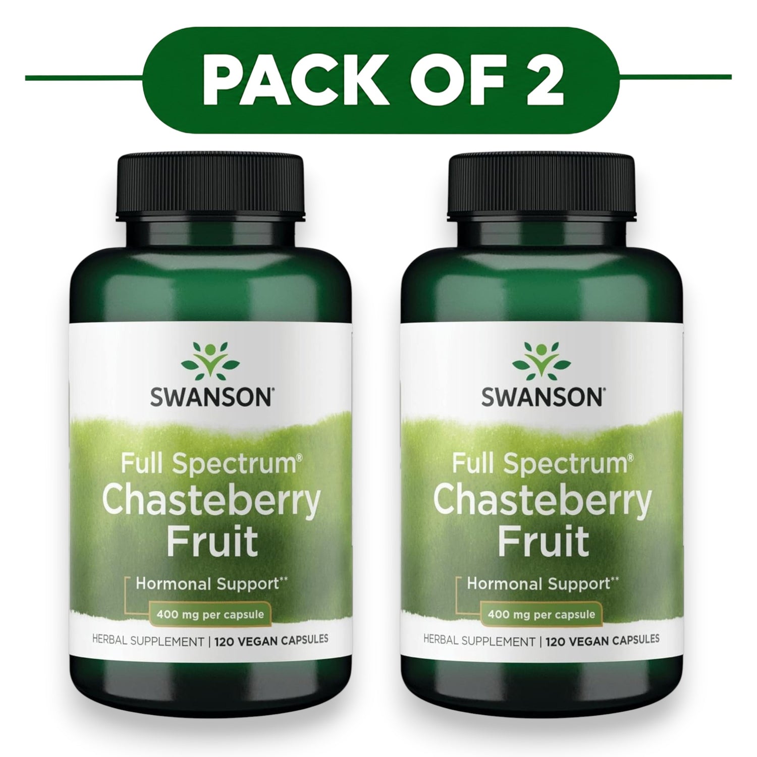 Swanson Chasteberry Supplement 400mg 120 Vegan Capsules Pack of 2
