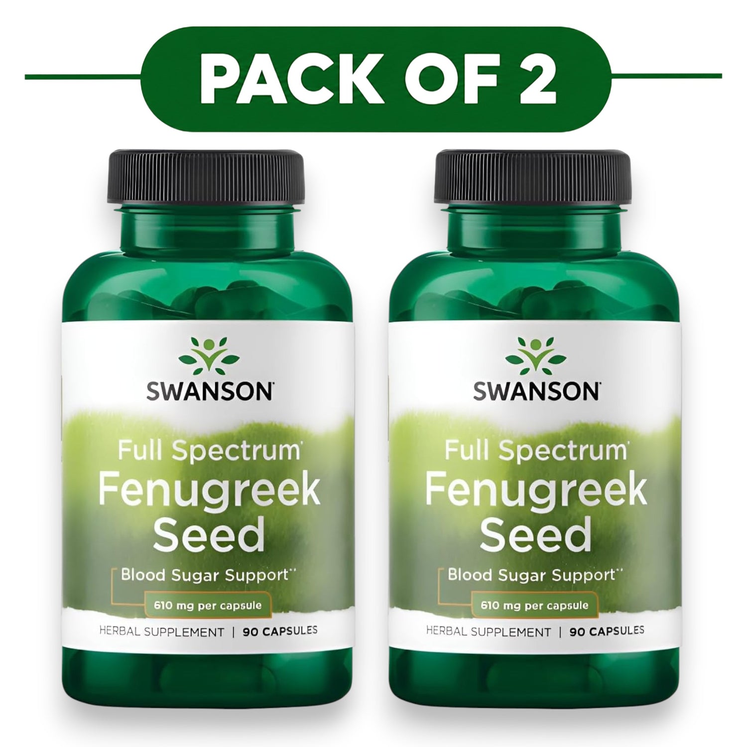 Swanson Full Spectrum Fenugreek Seed 610mg 90 Capsules Pack of 2