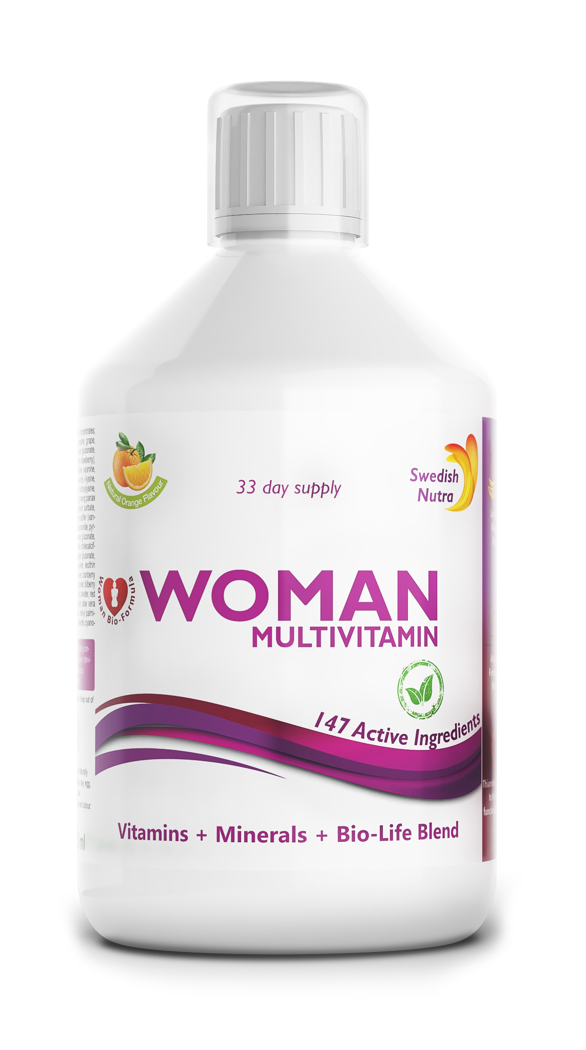 Swedish Nutra Women multivitamin liquid orange flavour 500ml bottle