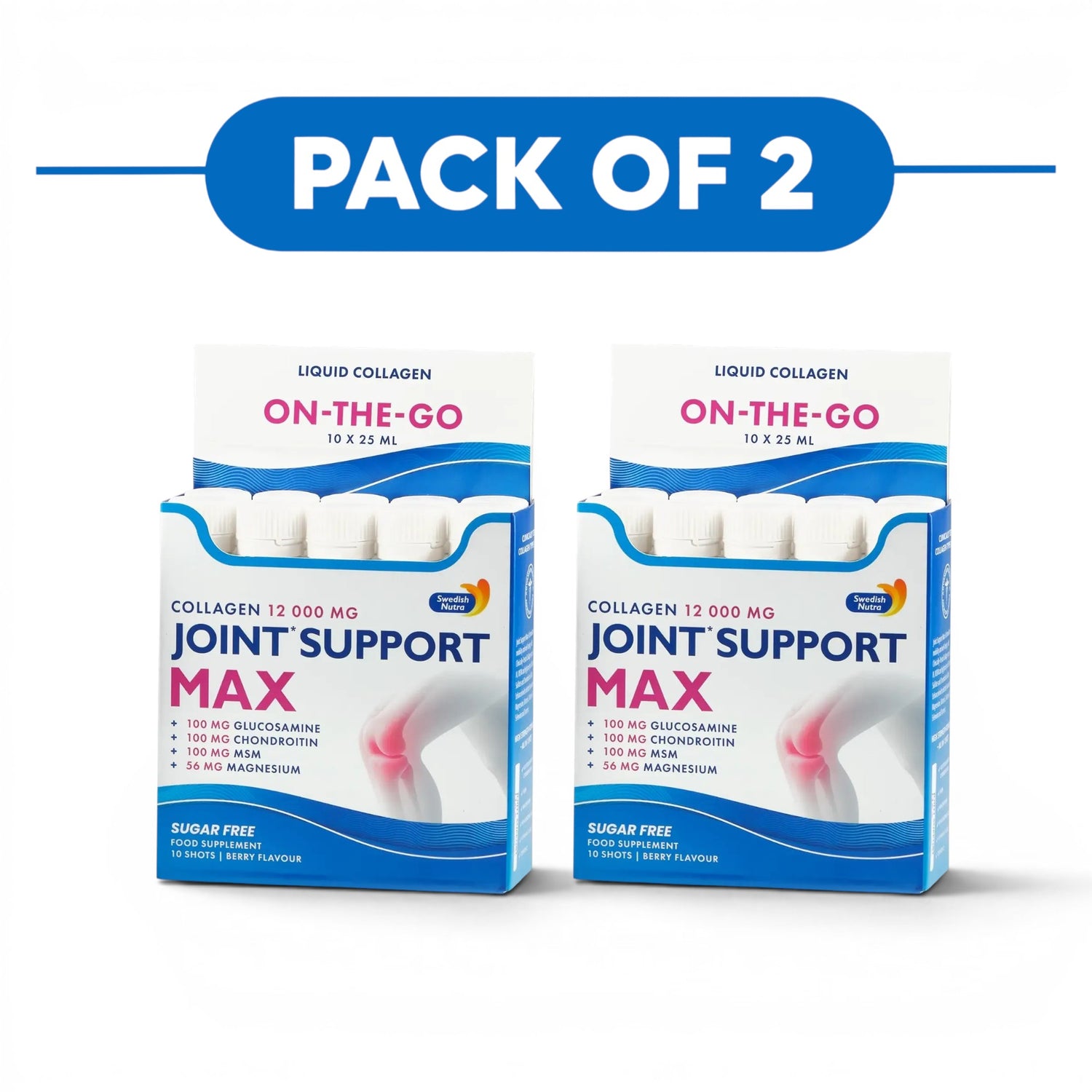 Swedish Nutra Joint Support Max Collagen Shots Berry 10 x 25ml Pack of 2