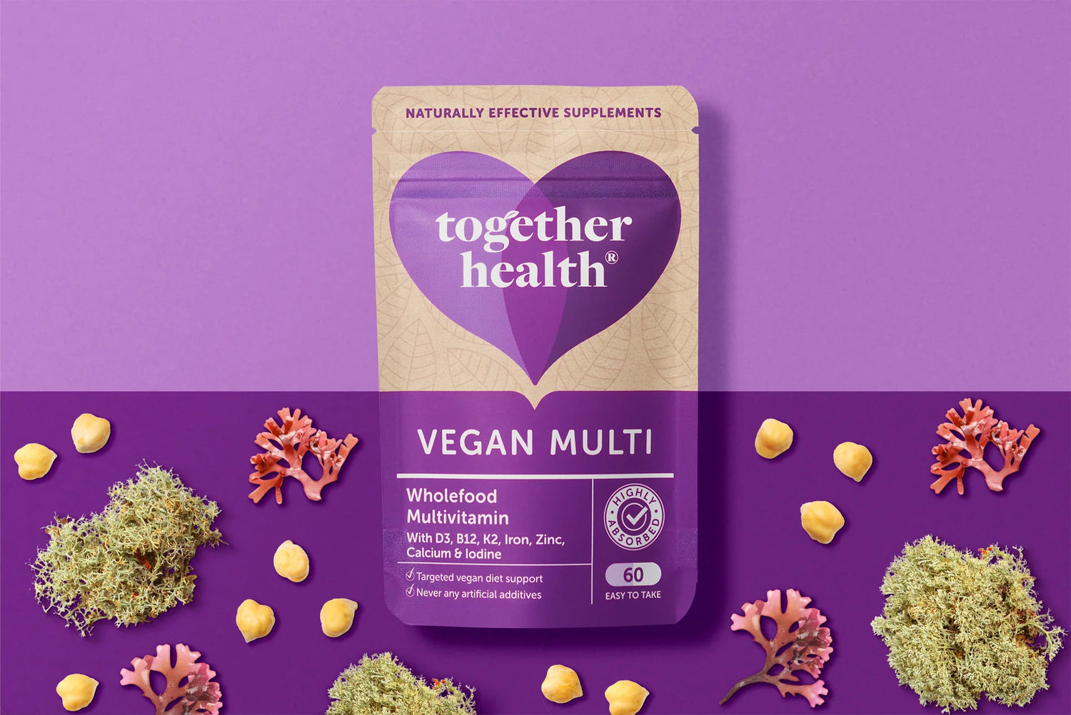 Together Health Multivitaminico Vegano con B12, Ferro, D3, K2 - 60 Capsule