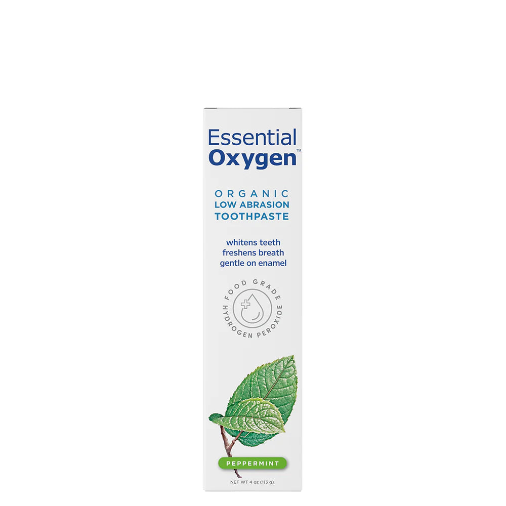 Essential Oxygen BR Organic Toothpaste box, Peppermint, 113g.
