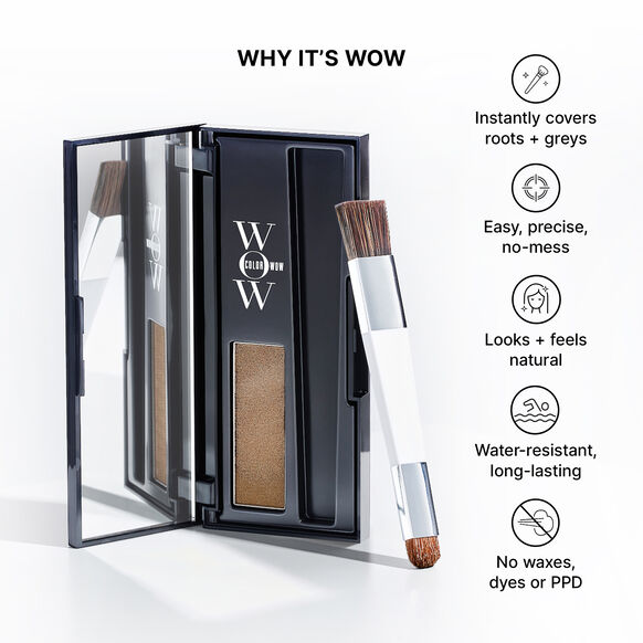 Color Wow Root Cover Up Hair Powder Light Brown, compact hair touch-up powder, Light Brown shade, 2.1g, temporary root colour use
