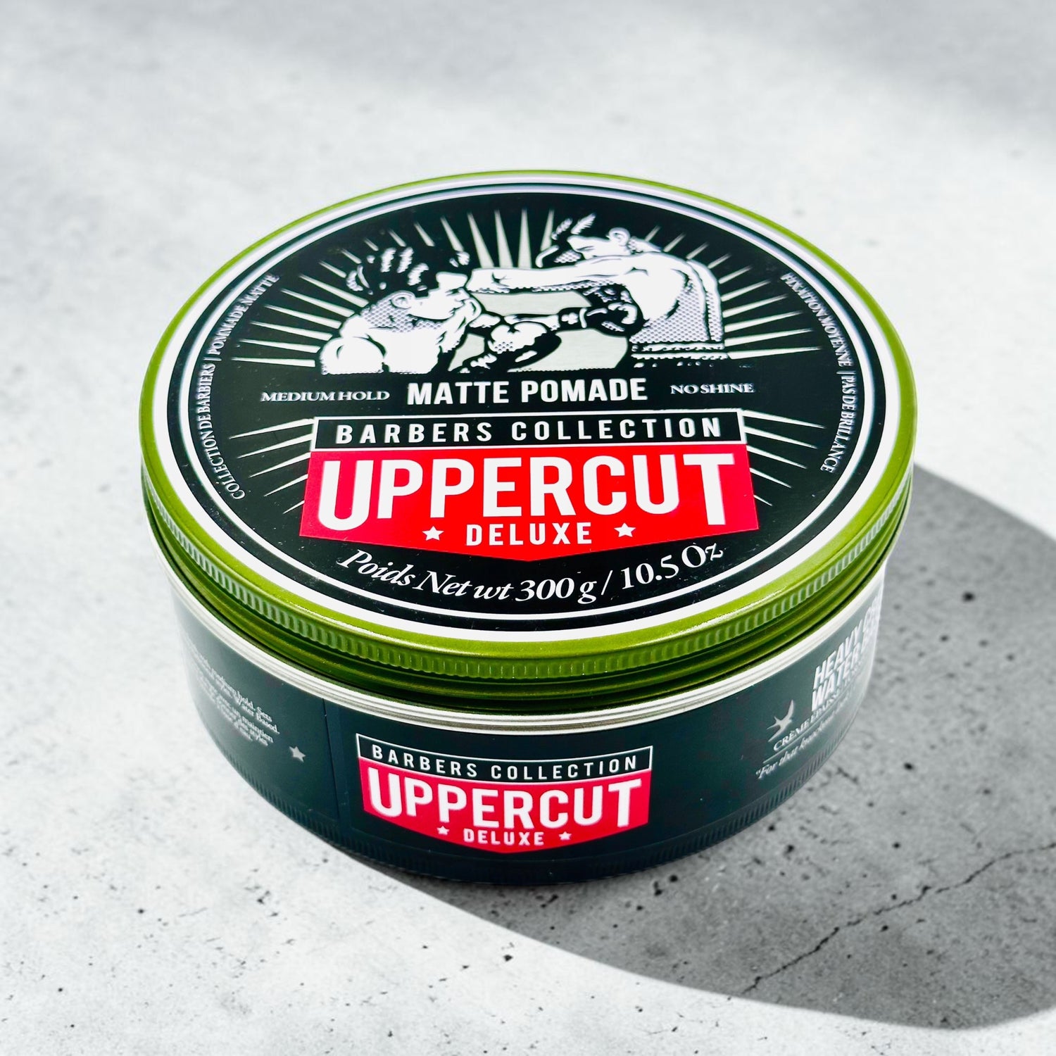 Uppercut Deluxe Matte Pomade 300g jar medium hold matte styling product packaging