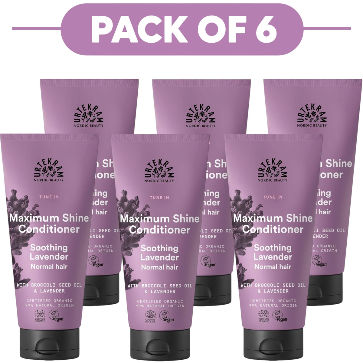 Urtekram Maximum Shine Soothing Lavender Conditioner 180ml Pack of 6
