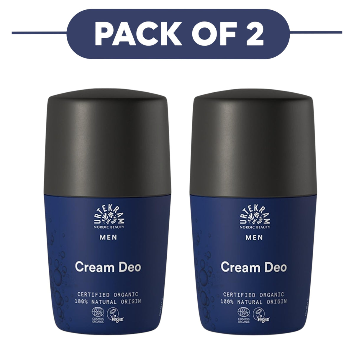 Urtekram Men Cream Deodorant Roll On 50ml Pack of 2