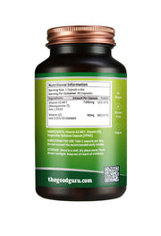 Supplement facts label for The Good Guru Vegan D3 + K2, showing 4000IU D3 and MK-7, 90 count.