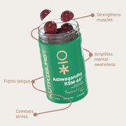 Nutriburst Ashwagandha KSM-66 Gummies bottle, tropical flavour, 60 count.