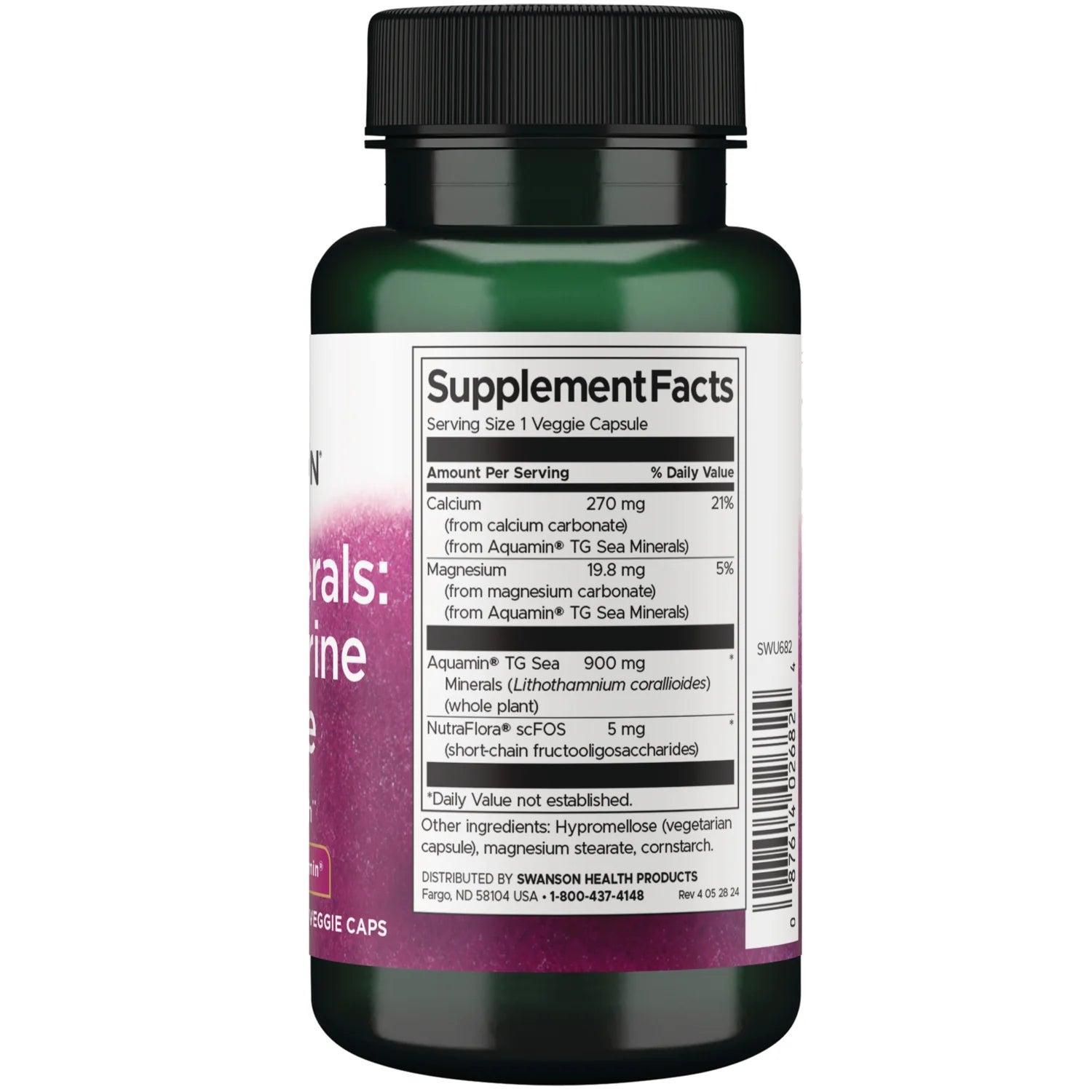 Swanson Sea Minerals Red Marine Algae Aquamin mineral supplement facts ingredients label bottle 60 capsules