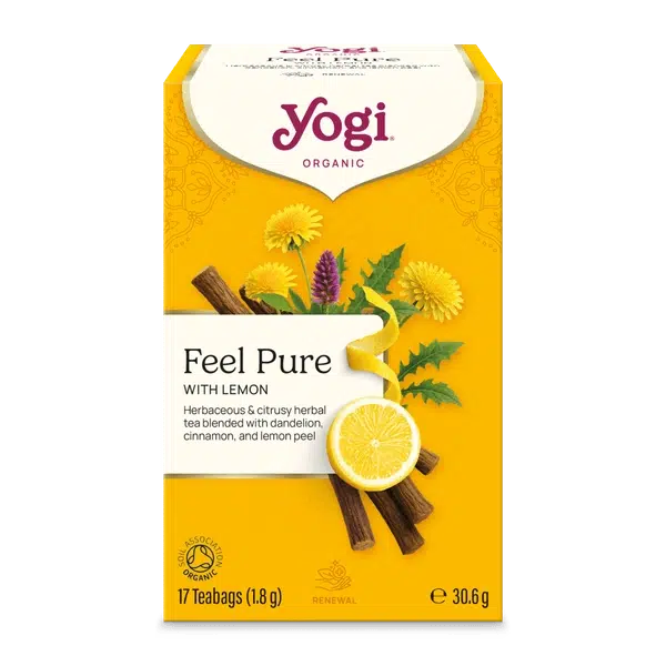 Yogi Tea Organic Feel Pure with Lemon Herbal Tea box 17 teabags 30.6g