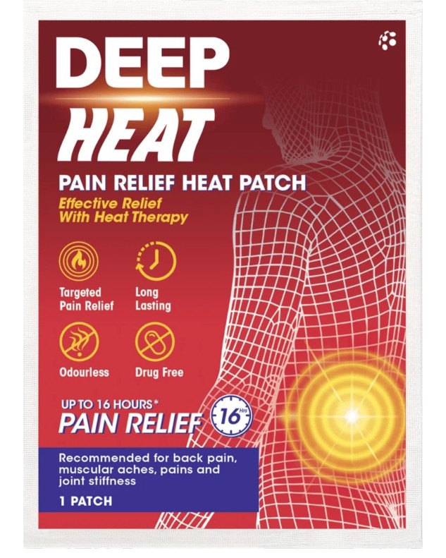 Deep Heat Pain Relief Heat Patch sachet packaging air activated heat patch 1 count front product image