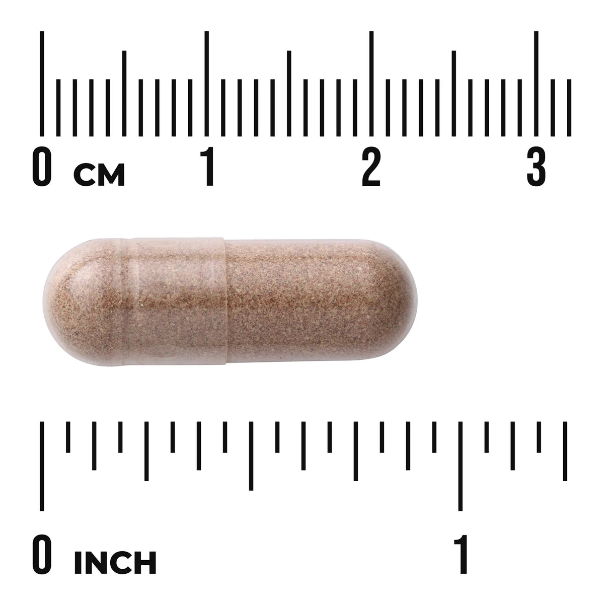 Swanson Full Spectrum Saw Palmetto 540mg 250 Vegan Capsules size comparison with measurement scale