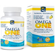 Nordic Naturals Omega One with Vitamin D3 lemon flavor 30 soft gel box & bottle.