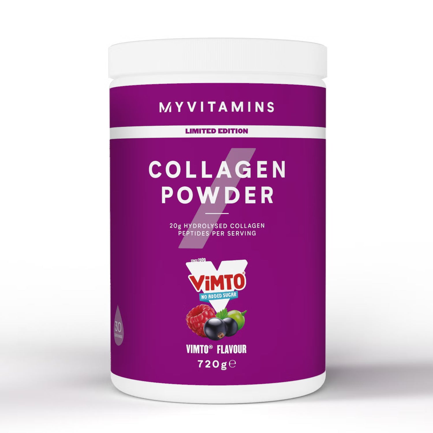 Myvitamins Collagen Peptides Powder tub, Vimto flavour, 720g.