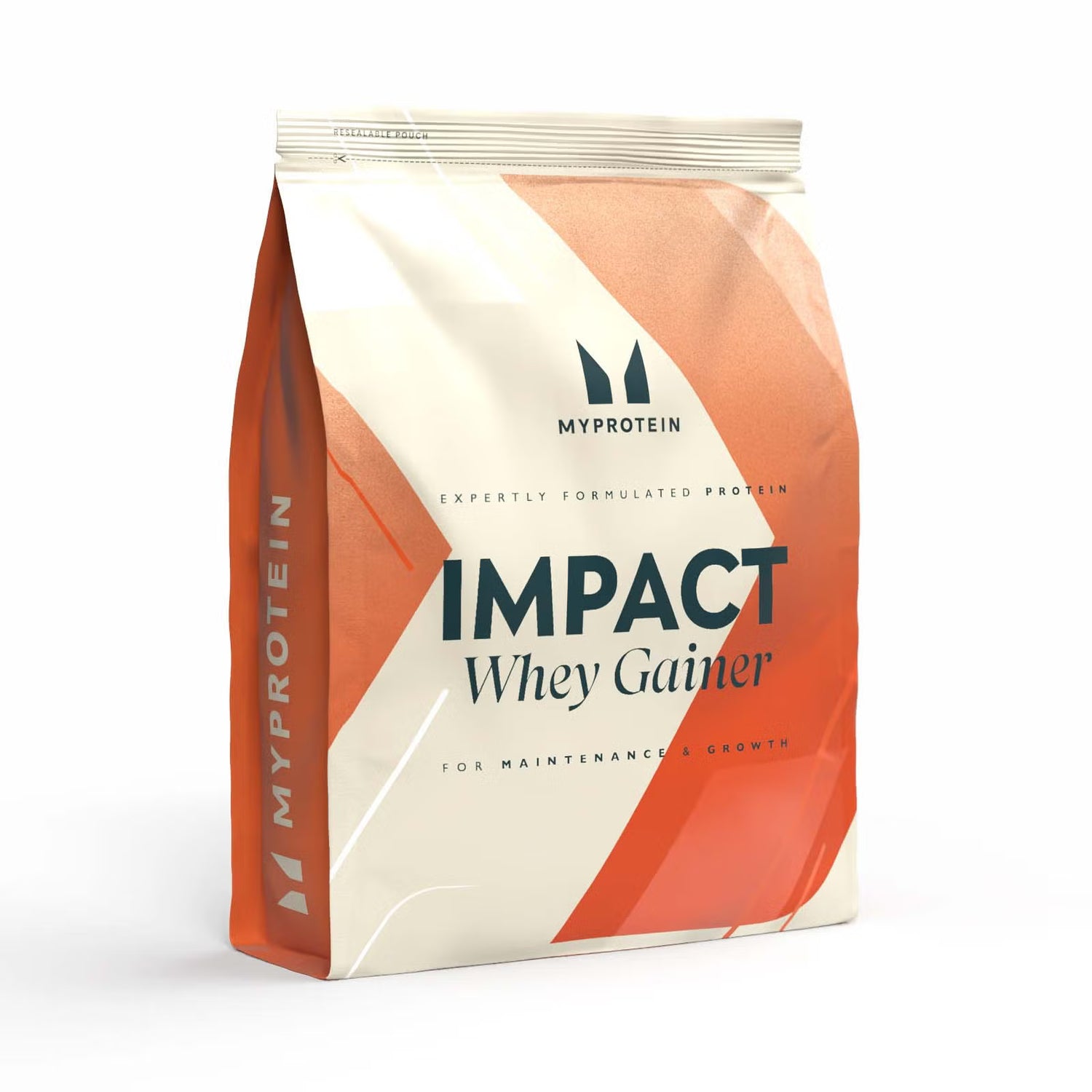 Front image: Myprotein Impact Whey Gainer vanilla powder bag 2.5kg
