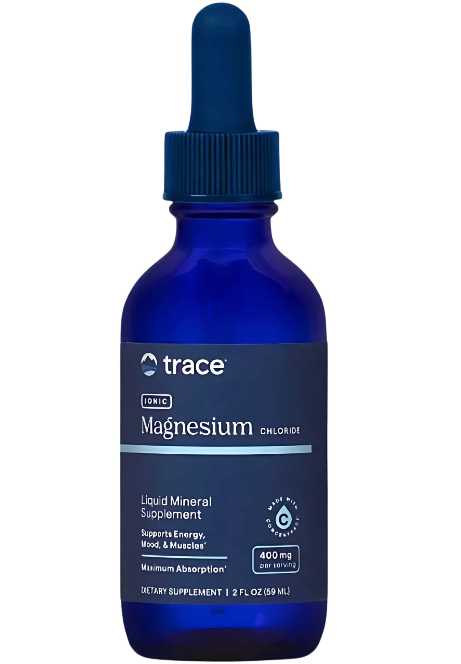 Front Image: Trace Minerals Ionic Magnesium Chloride 400mg liquid drops bottle 59ml