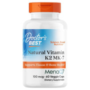 Doctor's Best Natural Vitamin K2 MK-7 MenaQ7, bottle packaging, no flavour, 100mcg, 60 veggie capsules