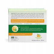 Supplement facts & ingredients image: Swedish Nutra Super Multivitamin supplement facts ingredients liquid shots orange 30 x 25ml
