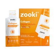 Zooki Marine Collagen 5000mg Mango Peach liquid sachets 30 x 15ml retail box