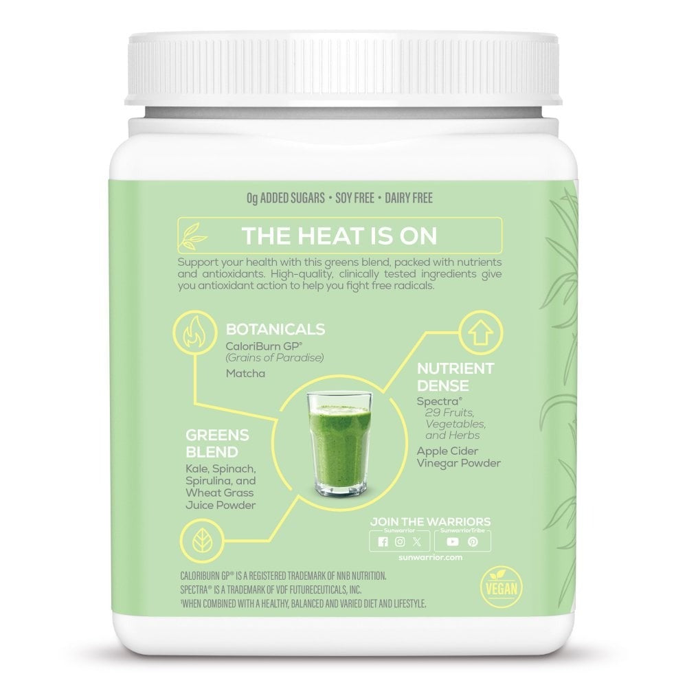 Sunwarrior Shape Thermo Greens green apple powder drink mix preparation instructions tub 210g
