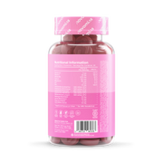 Novomins PMS Gummies Raspberry 60 Count ingredients nutritional label with barcode