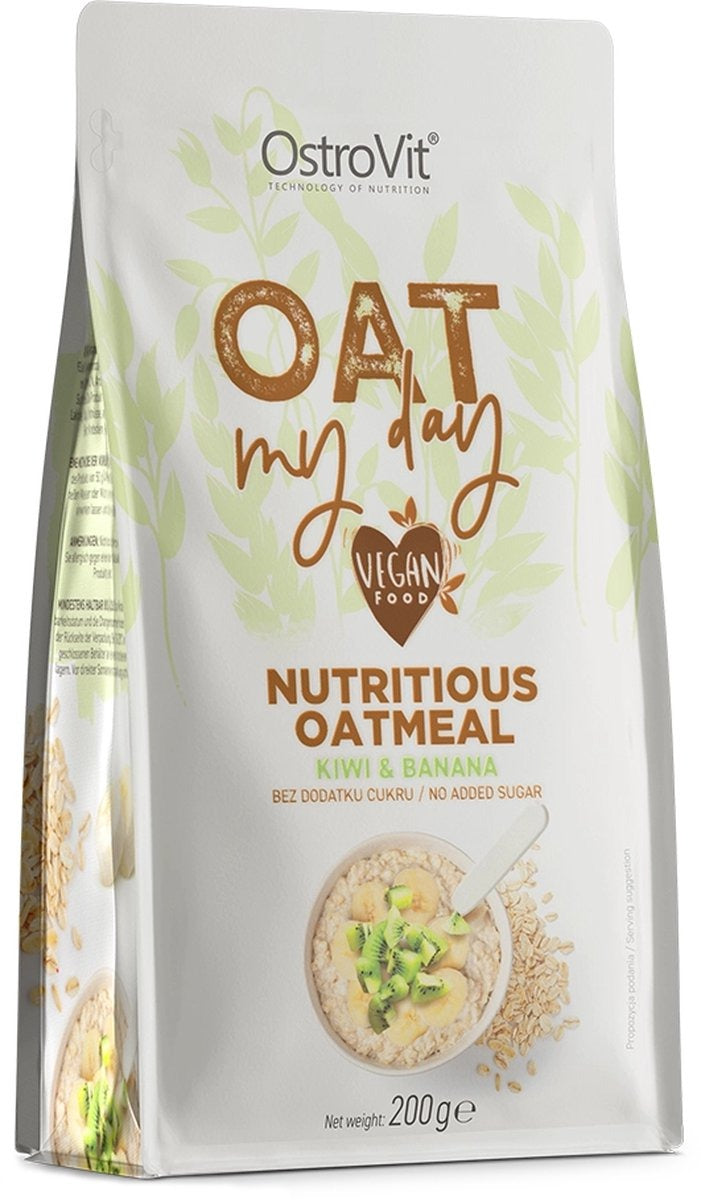 Front image: OstroVit Oat My Day oatmeal kiwi and banana pack 200g single pack