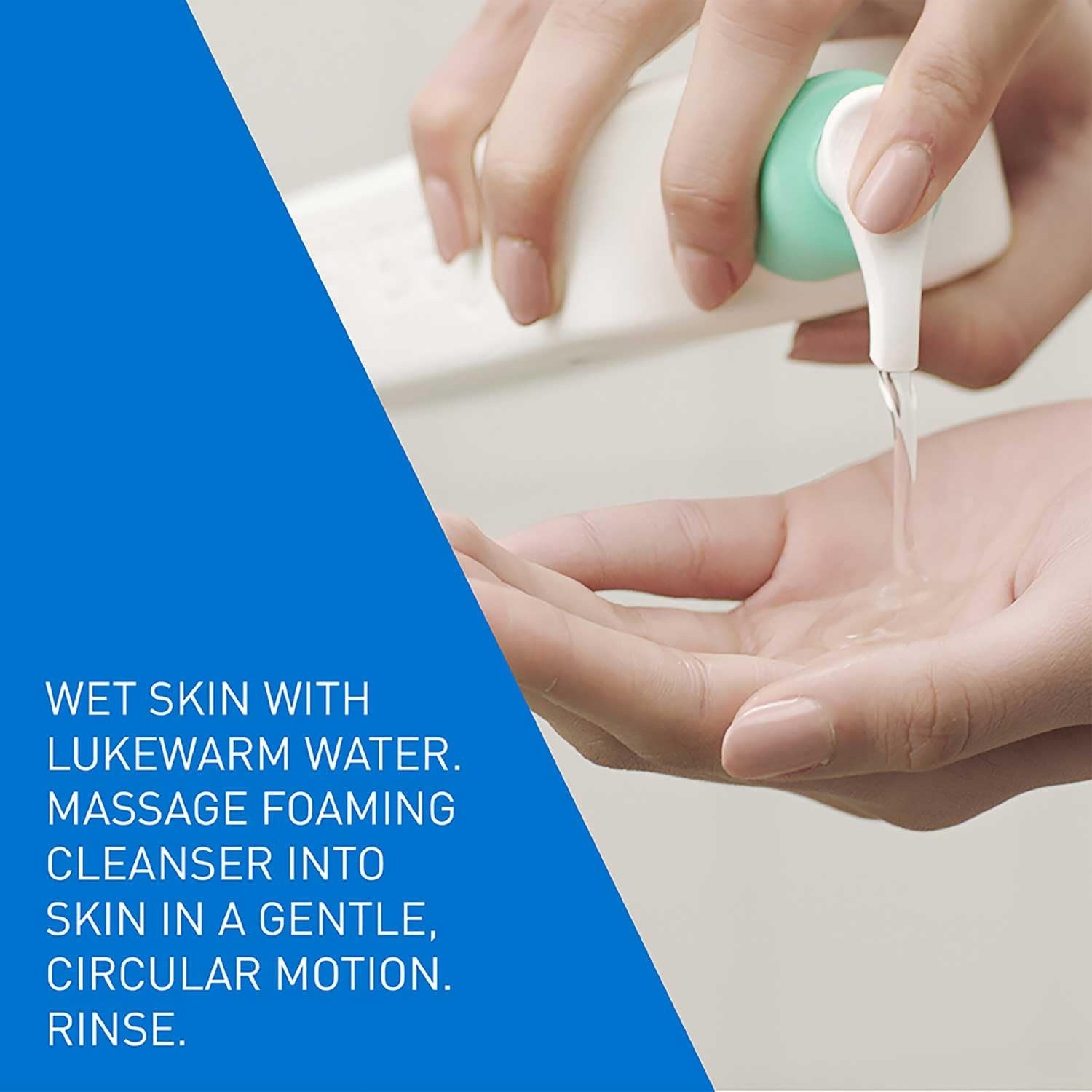 CeraVe Foaming Cleanser usage instructions on facial cleanser bottle 236ml