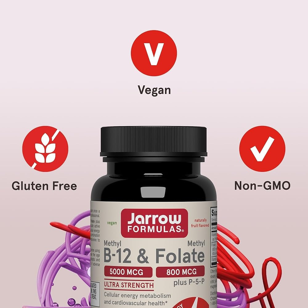 Jarrow Formulas Methyl B12 & Methyl Folate - 60 Chewable Tablets